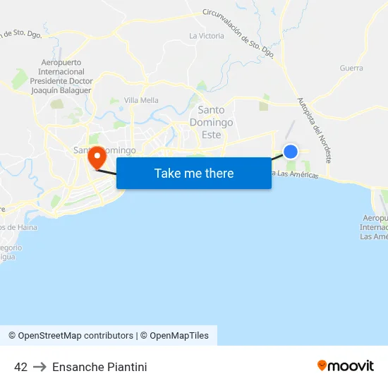 42 to Ensanche Piantini map