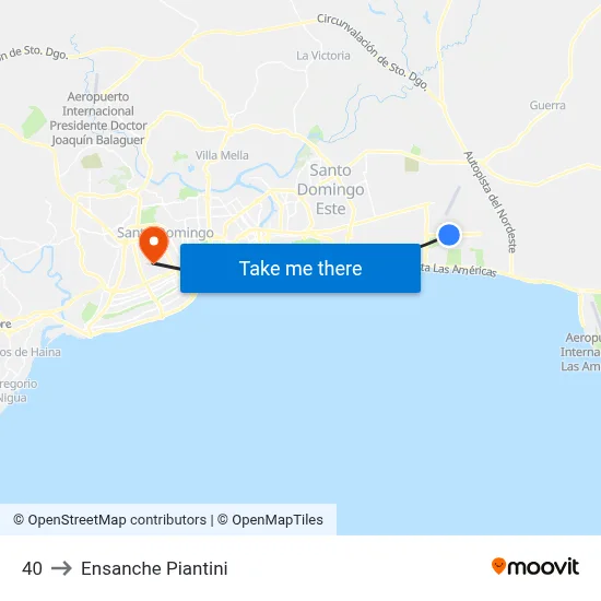 40 to Ensanche Piantini map