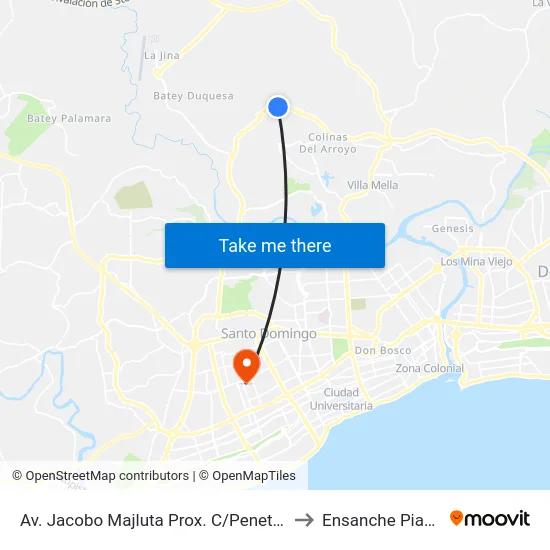 Av. Jacobo Majluta Prox. C/Penetración to Ensanche Piantini map