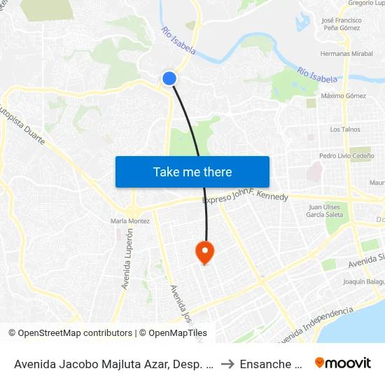 Avenida Jacobo Majluta Azar, Desp. C/ Ercilia Pepin to Ensanche Piantini map