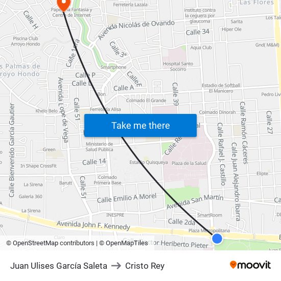 Juan Ulises García Saleta to Cristo Rey map