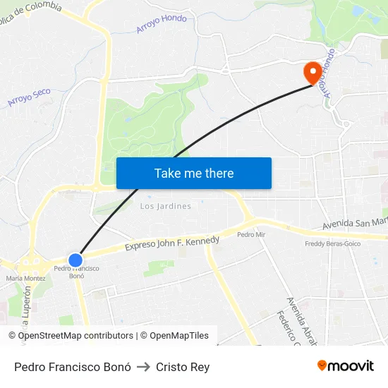 Pedro Francisco Bonó to Cristo Rey map