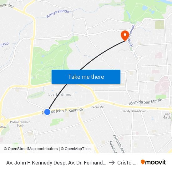 Av. John F. Kennedy Desp. Av. Dr. Fernando Arturo to Cristo Rey map