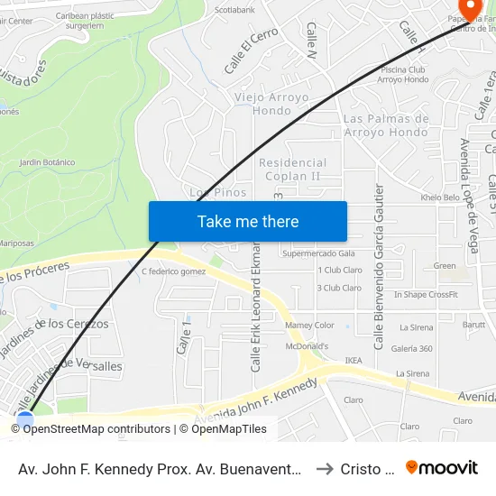 Av. John F. Kennedy Prox. Av. Buenaventura Freites to Cristo Rey map