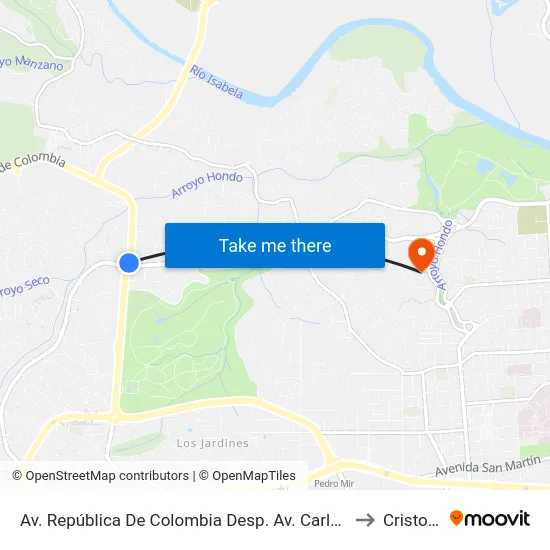 Av. República De Colombia Desp. Av. Carlos Perez Ricart to Cristo Rey map