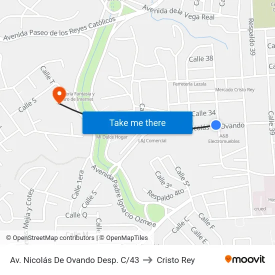 Av. Nicolás De Ovando Desp. C/43 to Cristo Rey map