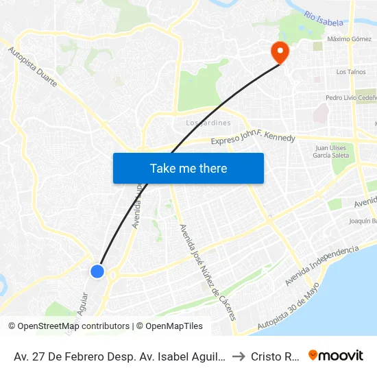 Av. 27 De Febrero Desp. Av. Isabel Aguilar to Cristo Rey map