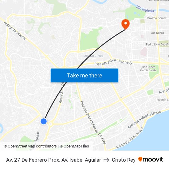 Av. 27 De Febrero Prox. Av. Isabel Aguilar to Cristo Rey map