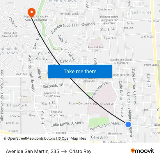 Avenida San Martin, 235 to Cristo Rey map
