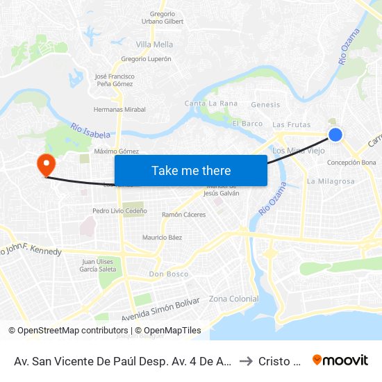 Av. San Vicente De Paúl Desp. Av. 4 De Agosto to Cristo Rey map