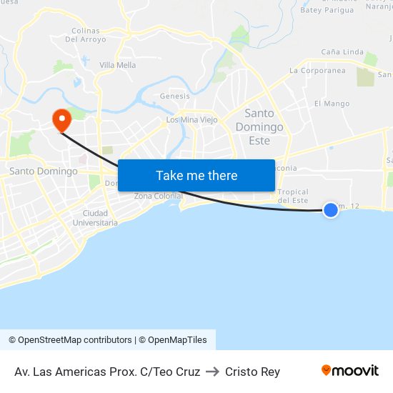 Av. Las Americas  Prox. C/Teo Cruz to Cristo Rey map
