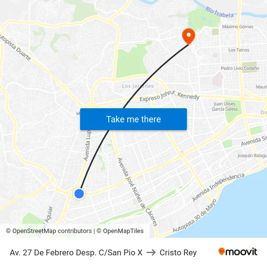 Av. 27 De Febrero Desp. C/San Pio X to Cristo Rey map