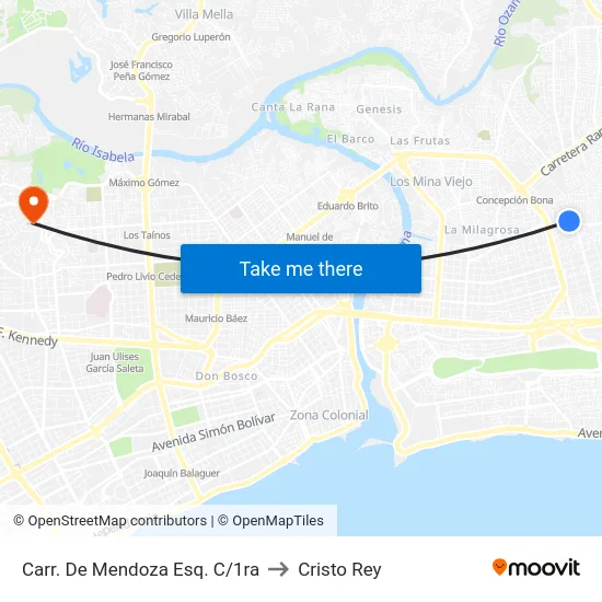 Carr. De Mendoza Esq. C/1ra to Cristo Rey map