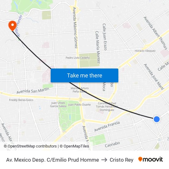 Av. Mexico Desp. C/Emilio Prud Homme to Cristo Rey map