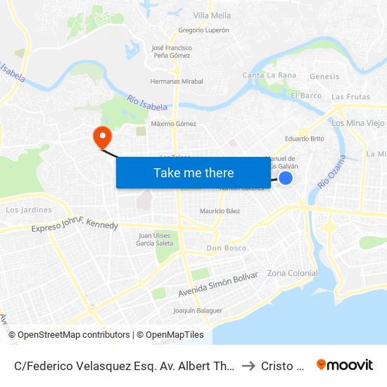 C/Federico Velasquez Esq. Av. Albert Thomas to Cristo Rey map