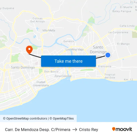 Carr. De Mendoza Desp. C/Primera to Cristo Rey map
