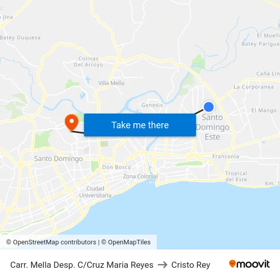 Carr. Mella Desp. C/Cruz Maria Reyes to Cristo Rey map