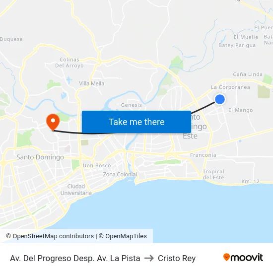 Av. Del Progreso Desp. Av. La Pista to Cristo Rey map