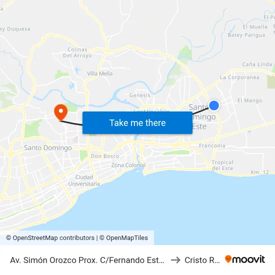 Av. Simón Orozco Prox. C/Fernando Estrella to Cristo Rey map