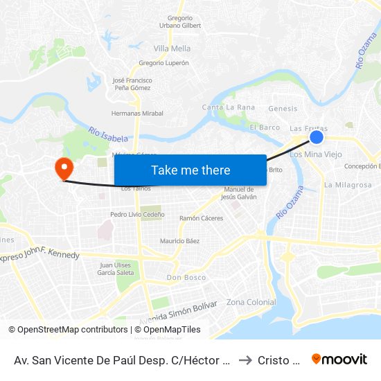 Av. San Vicente De Paúl Desp. C/Héctor J. Diaz to Cristo Rey map