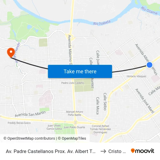 Av. Padre Castellanos Prox. Av. Albert Thomas to Cristo Rey map