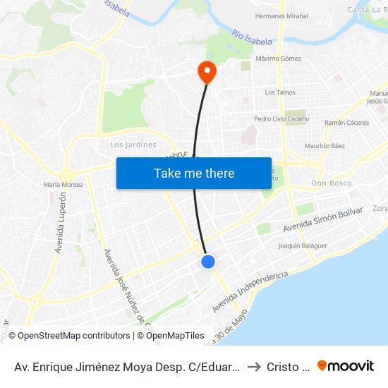 Av. Enrique Jiménez Moya Desp. C/Eduardo Vicioso to Cristo Rey map