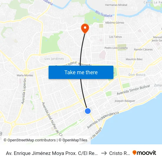 Av. Enrique Jiménez Moya Prox. C/El Recodo to Cristo Rey map