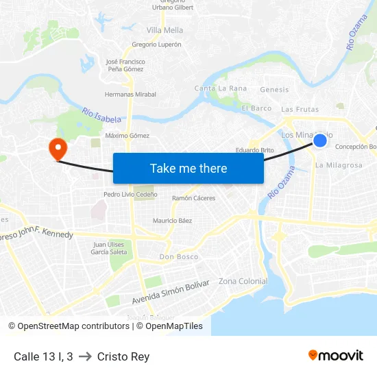 Calle 13 I, 3 to Cristo Rey map