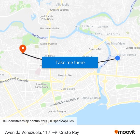 Avenida Venezuela, 117 to Cristo Rey map