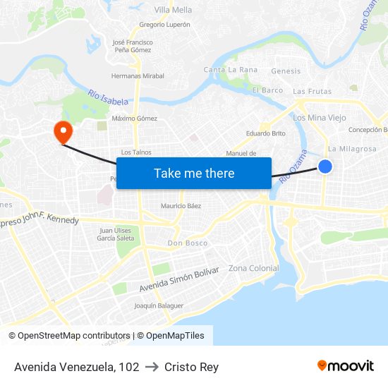 Avenida Venezuela, 102 to Cristo Rey map