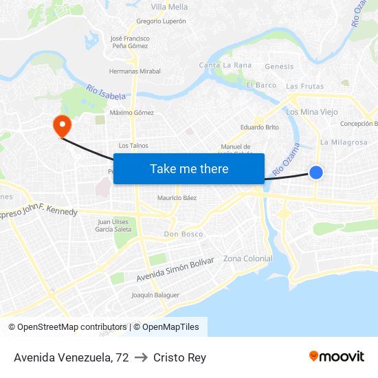 Avenida Venezuela, 72 to Cristo Rey map