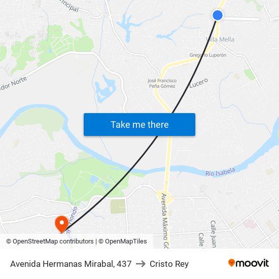 Avenida Hermanas Mirabal, 437 to Cristo Rey map