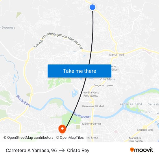 Carretera A Yamasa, 96 to Cristo Rey map