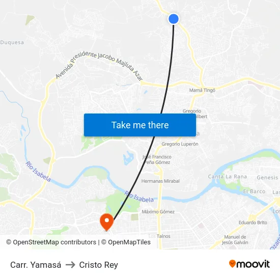 Carr. Yamasá to Cristo Rey map
