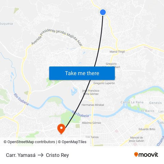 Carr. Yamasá to Cristo Rey map