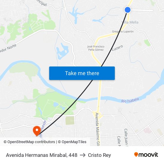 Avenida Hermanas Mirabal, 448 to Cristo Rey map