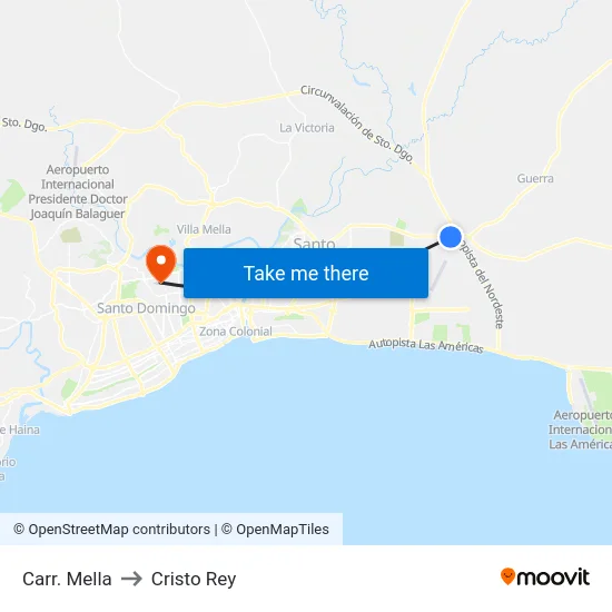 Carr. Mella to Cristo Rey map