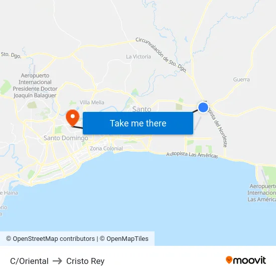 C/Oriental to Cristo Rey map