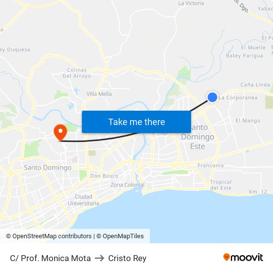 C/ Prof. Monica Mota to Cristo Rey map