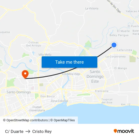 C/ Duarte to Cristo Rey map