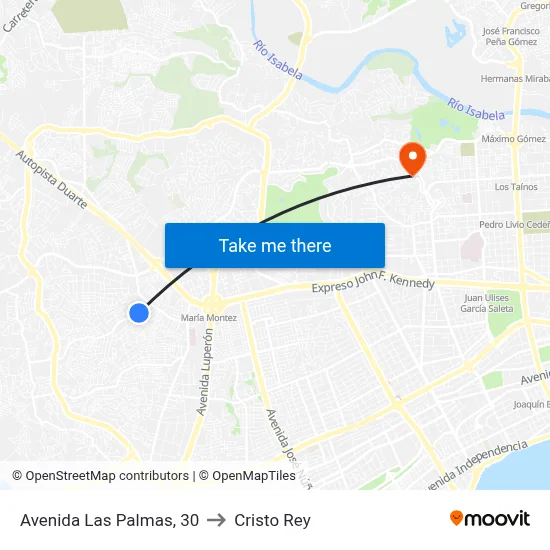 Avenida Las Palmas, 30 to Cristo Rey map