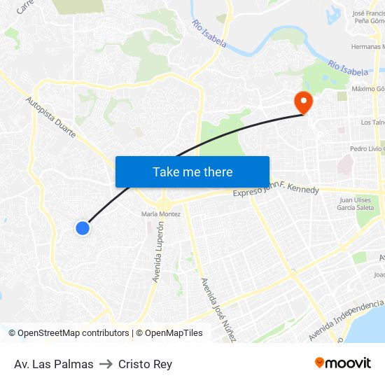 Av. Las Palmas to Cristo Rey map