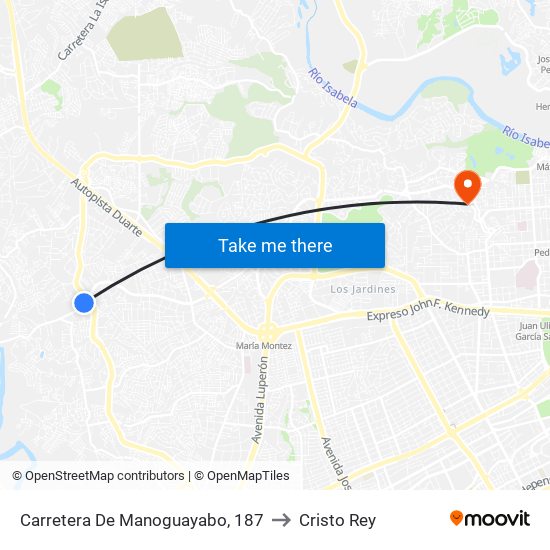 Carretera De Manoguayabo, 187 to Cristo Rey map