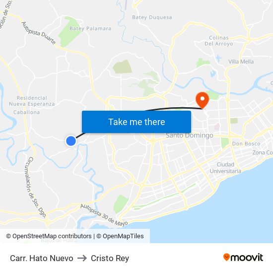 Carr. Hato Nuevo to Cristo Rey map