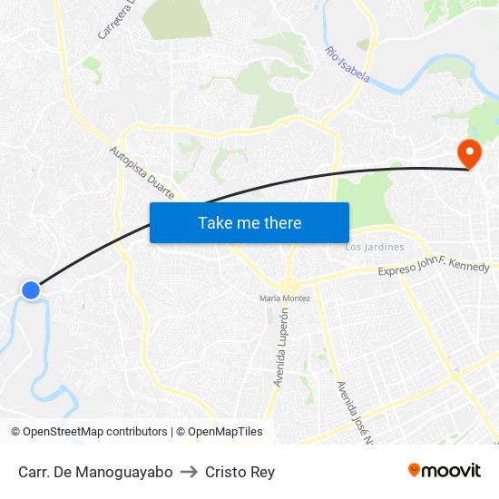 Carr. De Manoguayabo to Cristo Rey map