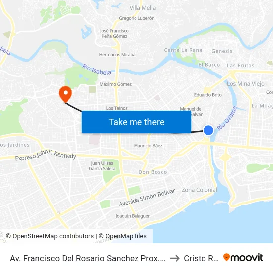 Av. Francisco Del Rosario Sanchez Prox. C/A to Cristo Rey map