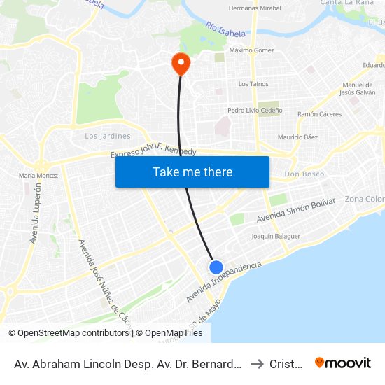 Av. Abraham Lincoln Desp. Av. Dr. Bernardo Correa Y Cidron to Cristo Rey map