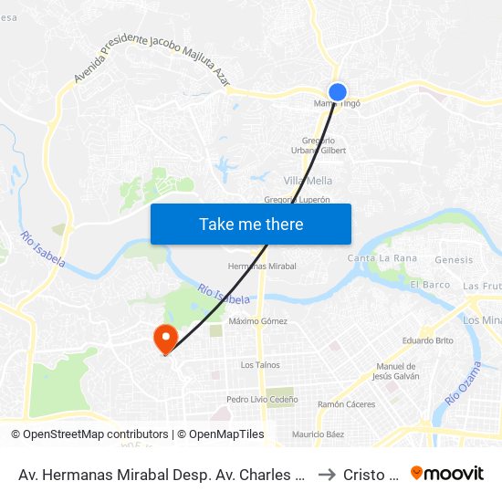 Av. Hermanas Mirabal Desp. Av. Charles De Gaulle to Cristo Rey map