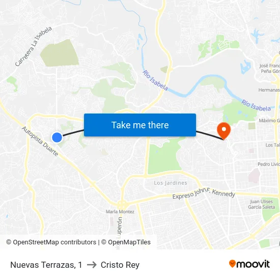 Nuevas Terrazas, 1 to Cristo Rey map