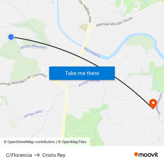 C/Florencia to Cristo Rey map